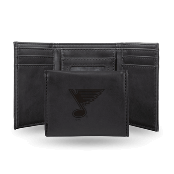 St. Louis Blues Black Laser Engraved Faux Leather Trifold