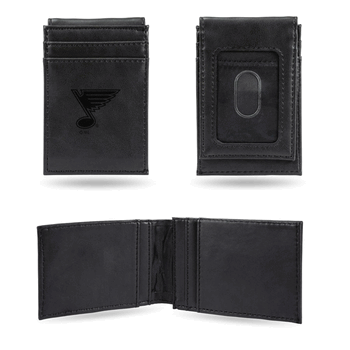 St. Louis Blues Black Laser Engraved Front Pocket Wallet