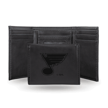 St. Louis Blues Black Laser Engraved Tri-Fold Wallet