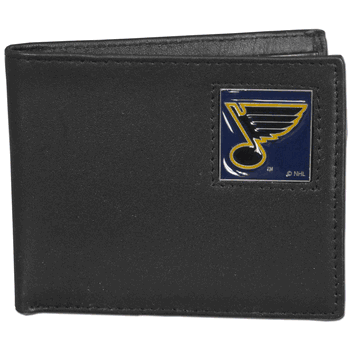 St. Louis Blues Leather Bi-fold Wallet Packaged in Gift Box
