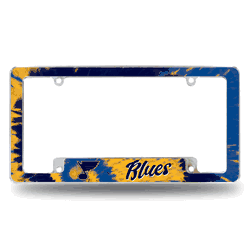 St. Louis Blues Tie Dye 12" x 6" Chrome All Over Automotive License Plate Frame for Car/Truck/SUV