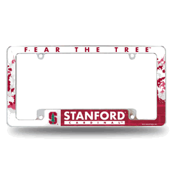 Stanford Cardinal "Fear The Tree" 12" x 6" Chrome All Over Automotive License Plate Frame