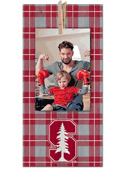 Stanford Cardinal Plaid Clothespin 6x12 Sign