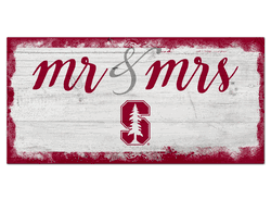 Stanford Cardinal Script Mr & Mrs 6x12 Sign