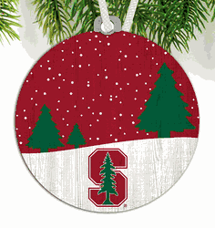 Stanford Cardinal Snow Scene Ornament