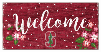 Stanford Cardinal Welcome Floral 6x12 Sign