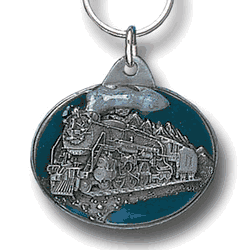 Steam Locomotive Metal Key Chain with Enameled Details