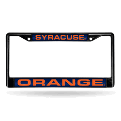 Syracuse Orange Black 12" x 6" Black Laser Cut Chrome Frame