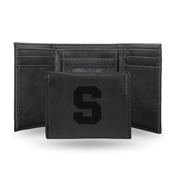 Syracuse Orange Black Laser Engraved Faux Leather Trifold