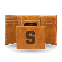 Syracuse Orange Brown Laser Engraved Tri-Fold Wallet