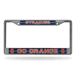 Syracuse Orange Classic 12" x 6" Silver Bling Chrome Car/Truck/SUV Auto Accessory