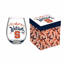 Syracuse Orange Glass 17oz Wine Stemless Boxed