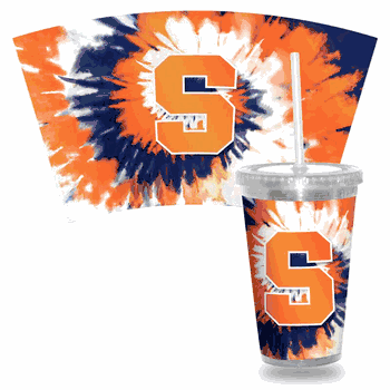Syracuse Orange Metallic Tye Dye Clear Tumbler W/Straw