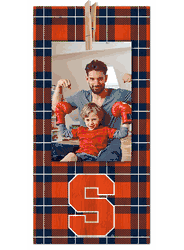 Syracuse Orange Plaid Clothespin 6x12 Sign