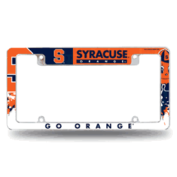 Syracuse Orange Primary 12" x 6" Chrome All Over Automotive License Plate Frame for Car/Truck/SUV