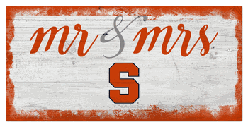 Syracuse Orange Script Mr & Mrs 6x12 Sign