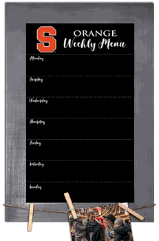 Syracuse Orange Weekly Chalkboard with frame & clothespins 11x19 Sign