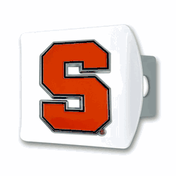 Syracuse White Metal Hitch Cover with  3D Color Emblem