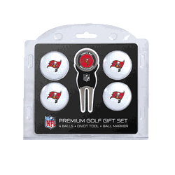 Tampa Bay Buccaneers 4 Ball Gift Set + Divot Tool & Marker