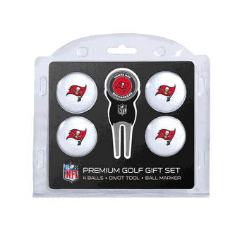 Tampa Bay Buccaneers 4 Ball Gift Set + Divot Tool & Marker