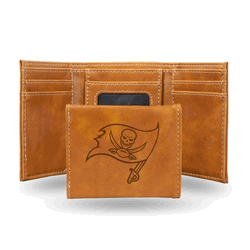 Tampa Bay Buccaneers Brown Laser Engraved Faux Leather Trifold