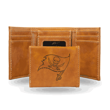 Tampa Bay Buccaneers Brown Laser Engraved Tri-Fold Wallet