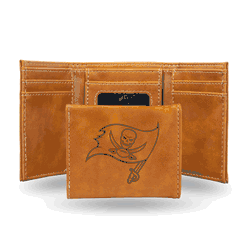 Tampa Bay Buccaneers Brown Laser Engraved Tri-Fold Wallet