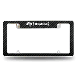 Tampa Bay Buccaneers Carbon Fiber 12" x 6" Chrome All Over Automotive License Plate Frame for Car/Truck/SUV