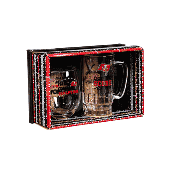 Tampa Bay Buccaneers Drink Set Boxed 17oz Stemless Wine and 16oz Tankard