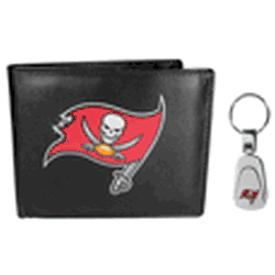 Tampa Bay Buccaneers Leather Bi-fold Wallet & Steel Key Chain