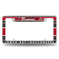 Tampa Bay Buccaneers Multi Champ 12" x 6" Chrome All Over Automotive License Plate Frame