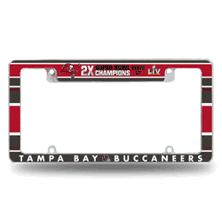 Tampa Bay Buccaneers Multi Champ 12" x 6" Chrome All Over Automotive License Plate Frame for Car/Truck/SUV