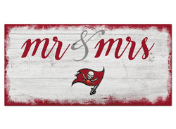 Tampa Bay Buccaneers Script Mr & Mrs 6x12 Sign