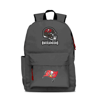 Tampa Bay Buccaneers Two-Logo Campus Backpack, Gray, with Red Zipper