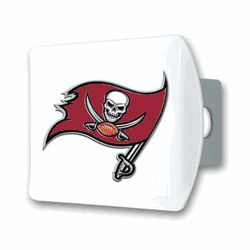 Tampa Bay Buccaneers White Metal Hitch Cover with  3D Color Emblem