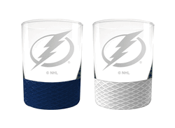 Tampa Bay Lightning 2pc Laser Etched Commissioner Rocks Glass Set