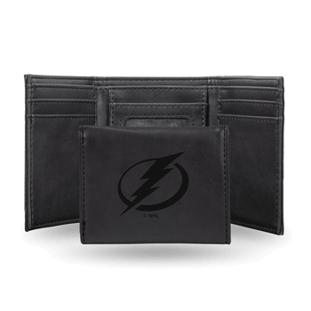Tampa Bay Lightning Black Laser Engraved Faux Leather Trifold