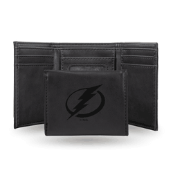 Tampa Bay Lightning Black Laser Engraved Tri-Fold Wallet