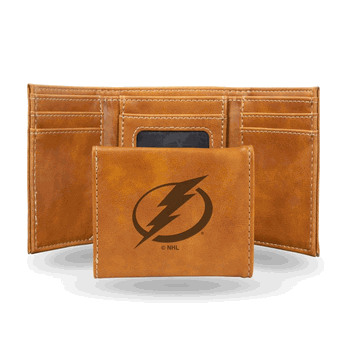 Tampa Bay Lightning Brown Laser Engraved Faux Leather Trifold