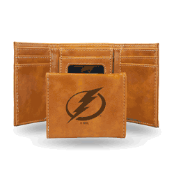 Tampa Bay Lightning Brown Laser Engraved Tri-Fold Wallet