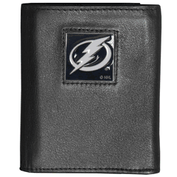 Tampa Bay Lightning Deluxe Leather Tri-fold Wallet Packaged in Gift Box