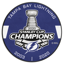 Tampa Bay Lightning Hockey Puck Rug - 27in. Diameter, 2020 NHL Stanley Cup Champions