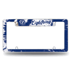 Tampa Bay Lightning Tie Dye 12" x 6" Chrome All Over Automotive License Plate Frame for Car/Truck/SUV