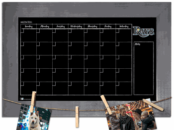 Tampa Bay Rays Monthly Chalkboard with frame & clothespins 11x19 Sign