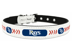 Tampa Bay Rays Pet Collar Classic Baseball Leather Size Small