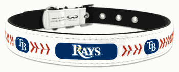 Tampa Bay Rays Pet Collar Classic Baseball Leather Size Small