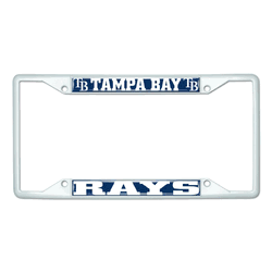 Tampa Bay Rays White Metal License Plate Frame - 6.25"x12.25"