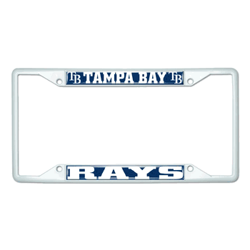Tampa Bay Rays White Metal License Plate Frame - 6.25