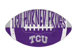 TCU Horned Frogs 12" Football Cutout Sign with City Name