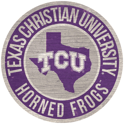 TCU Horned Frogs 12 in. Circle w/ State Sign
